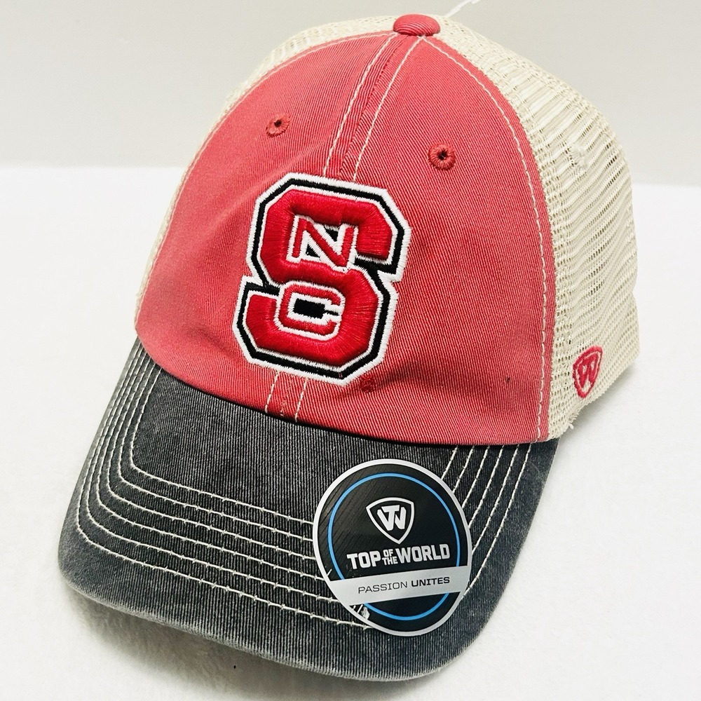Top of the World NC State Wolfpack Trucker Hat Cap Adjustable Snapback‎ Red NCAA